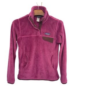 Patagonia‎ Womens Fleece Snap-E-Face Pullover Jacket Pink Size Small